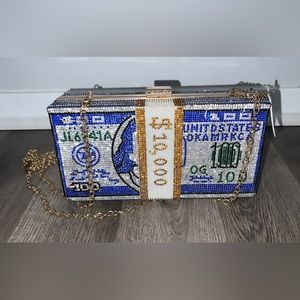 Rhinestone decor evening clutch /crossbody bag